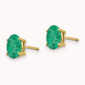 Emerald Post Earrings, 14K