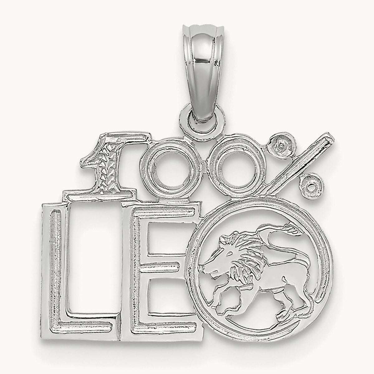 100% LEO Zodiac Charm — 14K White Gold