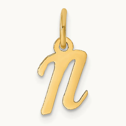 Small Script Letter N Initial Charm, 14K