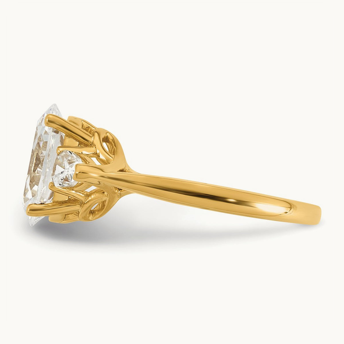 Oval/Pear 3 Stone Engagement Ring, 1.25-3.50 ct tw Lab-Grown Diamond — 3 ct, 14K Yellow Gold