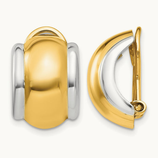 Omega Clip Non-pierced Earrings, 14K with Rhodium