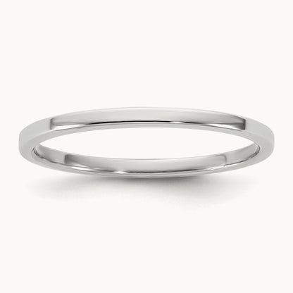 Lightweight Flat Band, 1.5mm, 10K White Gold