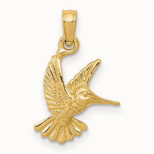 Hummingbird Pendant — 14K Yellow Gold