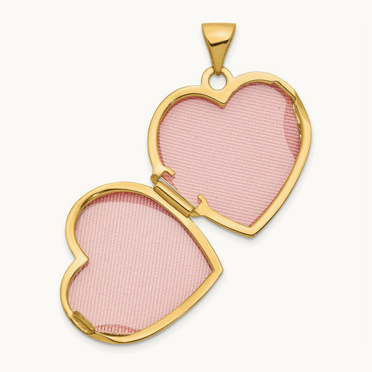 w/ White Rhodium Knotted Heart of Gold Reversible Heart Locket, 14K Yellow Gold