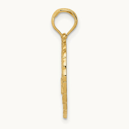 Solid Polished Golf Theme Pendant, 14K