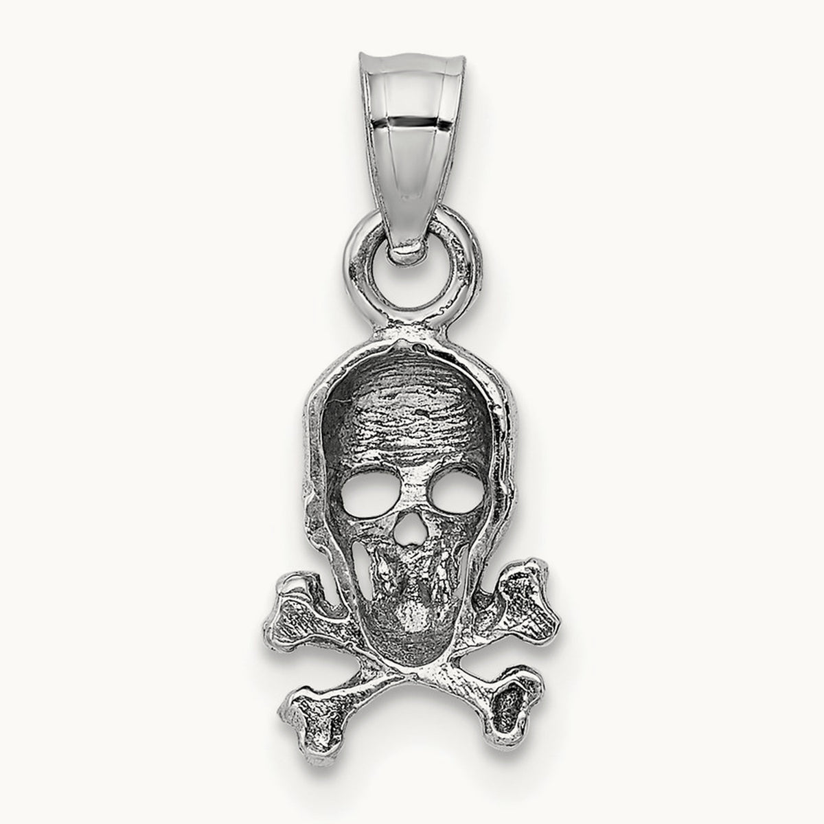 Skull and Crossbones Pendant, 14K White Gold