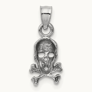 Skull and Crossbones Pendant, 14K White Gold