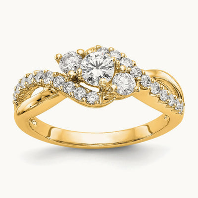 Round Criss Cross Engagement Ring, 0.50 ct tw Lab-Grown Diamond — 14K Yellow Gold