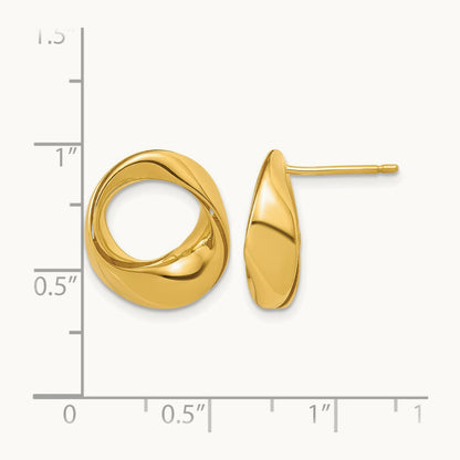 Polished Fancy Circle Post Earrings, 14K — Leslie's