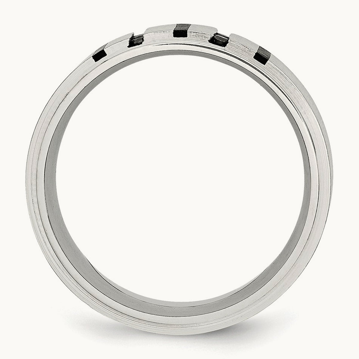 Brushed Center Black IP-plated Diamond Band — photo set (2)