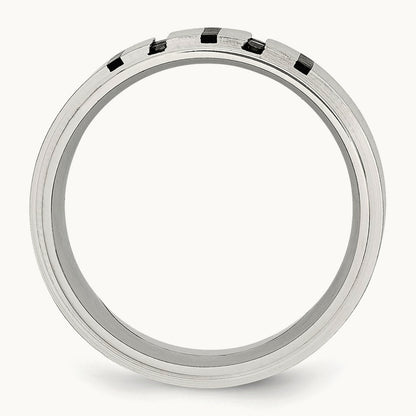 Brushed Center Black IP-plated Diamond Band — photo set