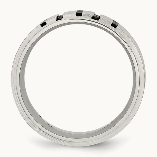 Brushed Center Black IP-plated Diamond Band — photo set