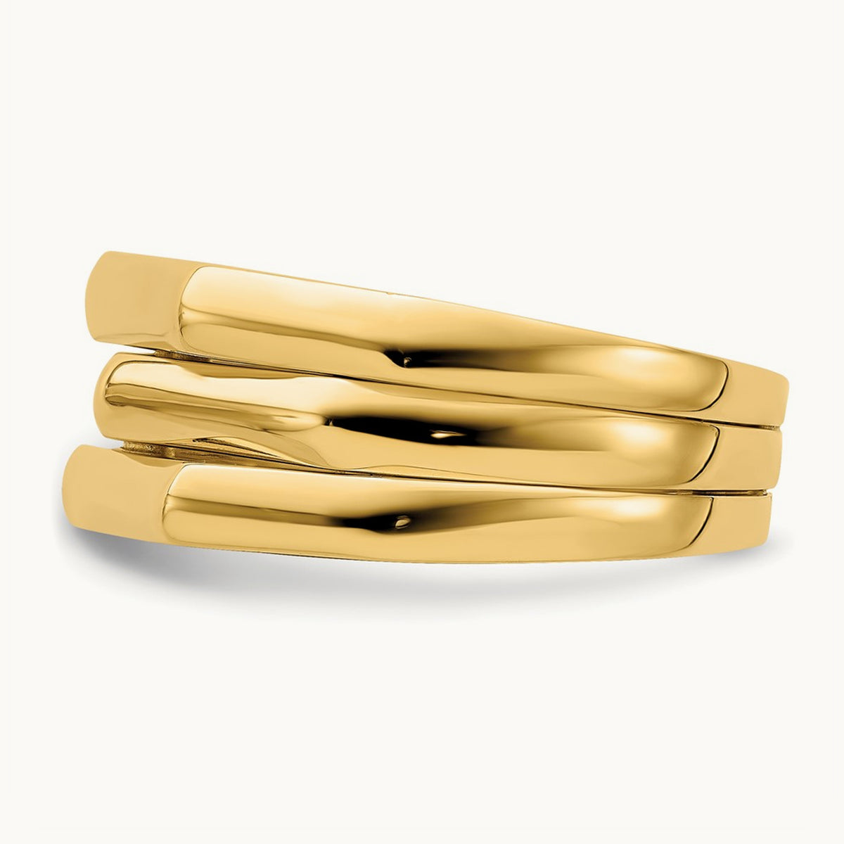 Polished Three Ridged Dome Ring, 14K