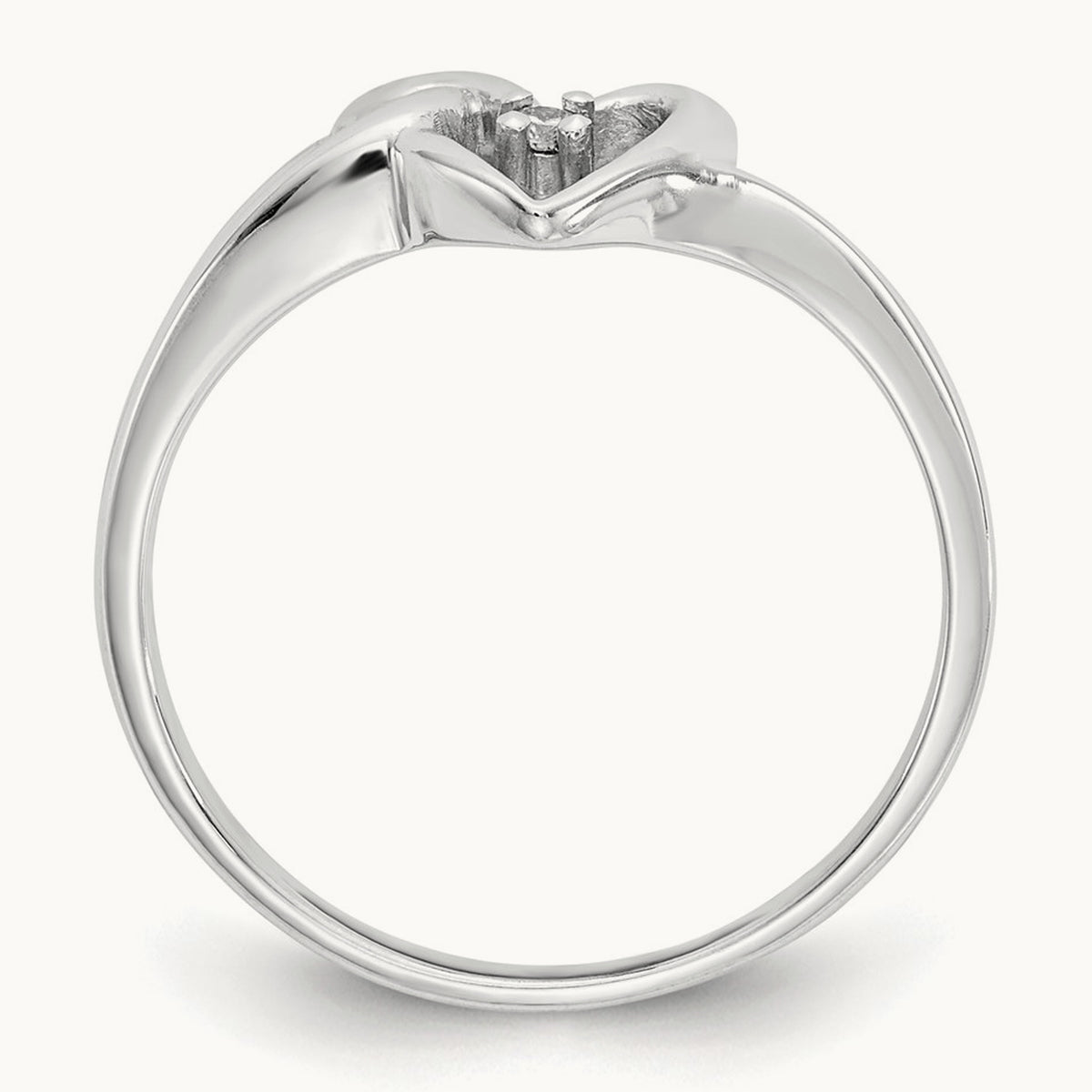Polished AA Diamond heart ring, 14K White Gold