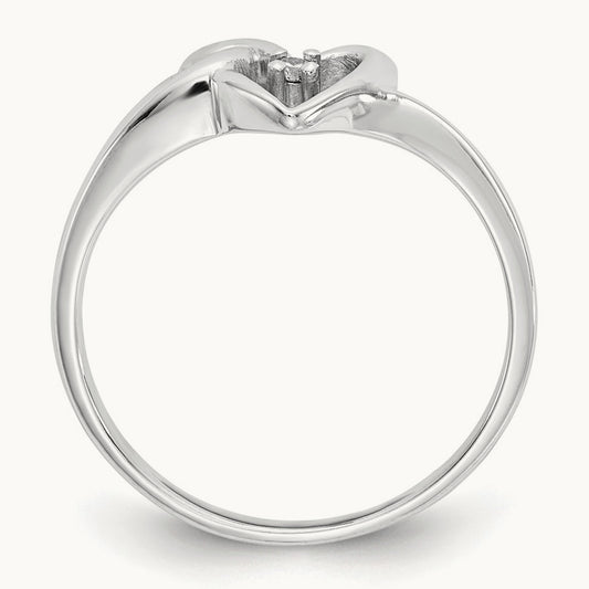 Polished AA Diamond heart ring, 14K White Gold