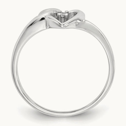 Polished AA Diamond heart ring, 14K White Gold