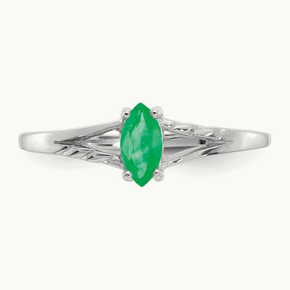 Emerald Birthstone Ring, 14K White Gold