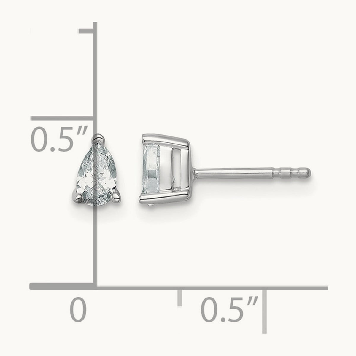 Pear 3 Prong Stud Earrings, 0.50-6.00 ct tw Lab-Grown Diamond — 1/2 ct, 14K White Gold