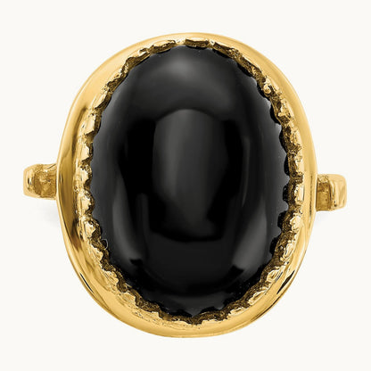 16x12mm Oval Onyx Ring, 14K