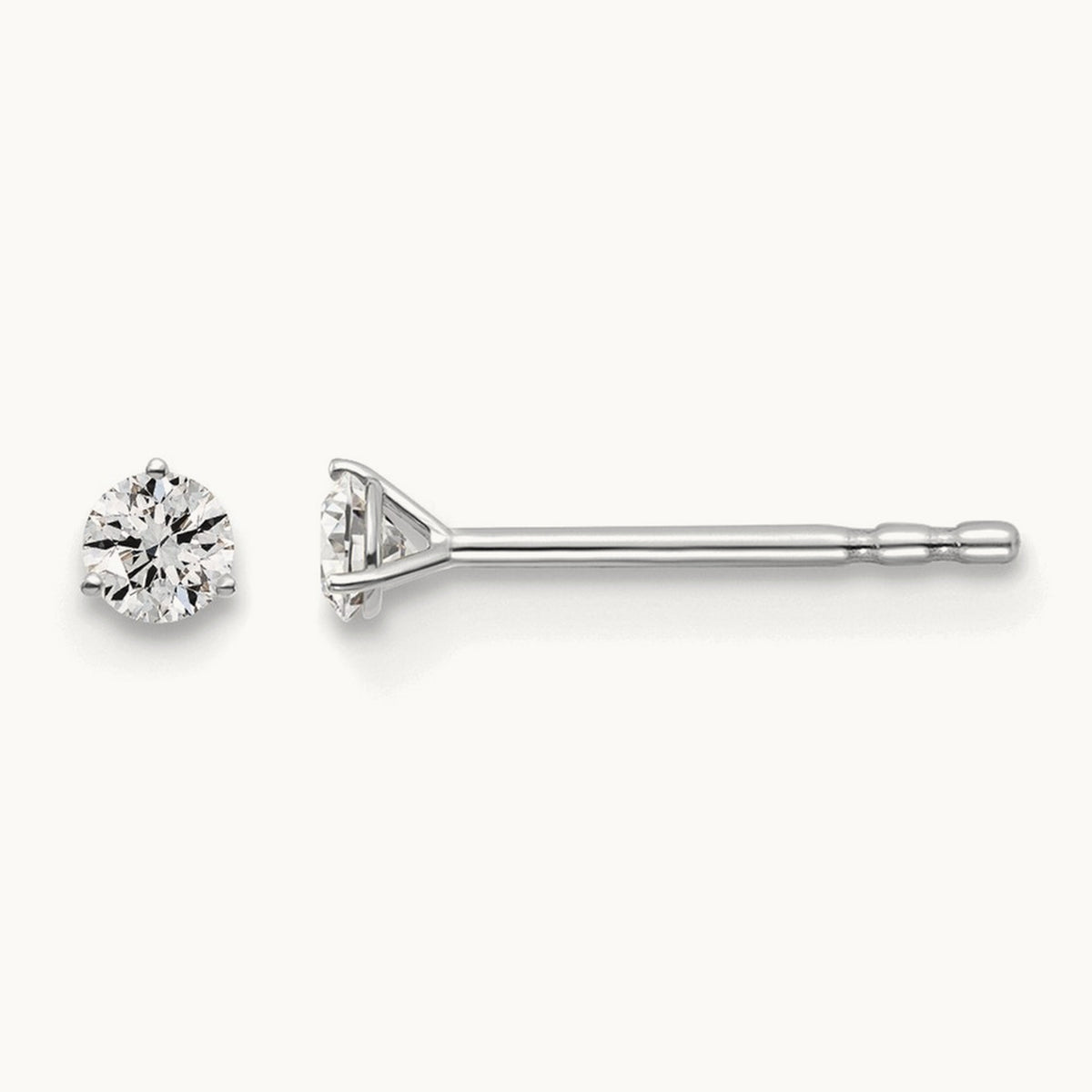 Round Stud Earrings, 0.10-6.00 ct tw Lab-Grown Diamond — 1/10 ct, 14K White Gold