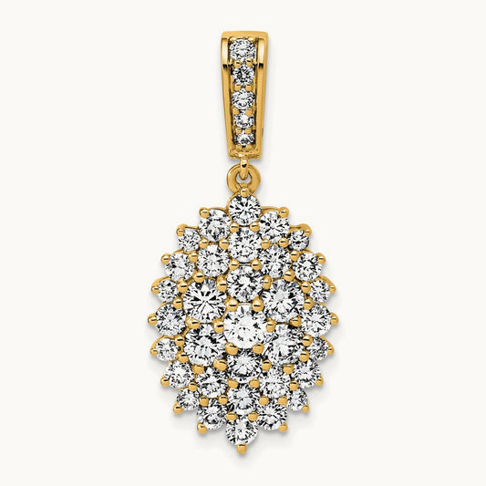 Cluster Pendant Necklace, 2.50 ct tw Lab-Grown Diamond — 14K Yellow Gold