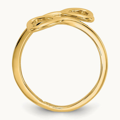Double Heart Toe Ring, 14K