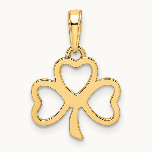 Diamond-cut Clover Pendant, 14K with White Rhodium