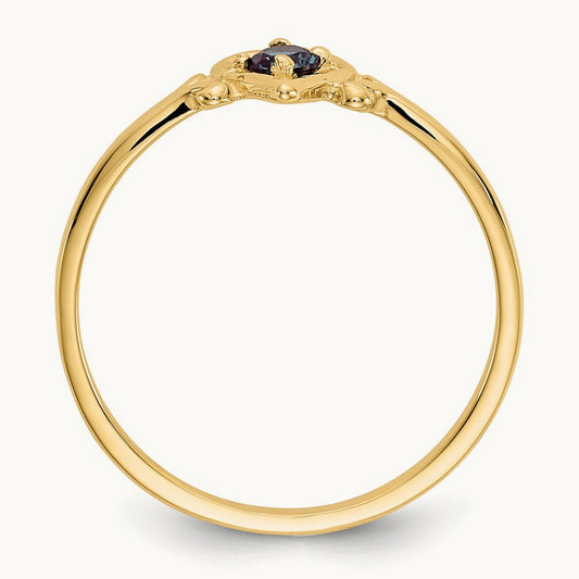 Synthetic Alexandrite Birthstone Heart Ring, 14K