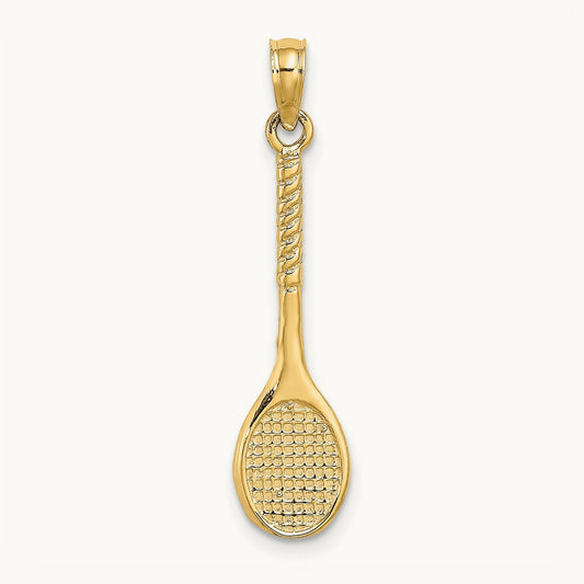 3-D Tennis Racquet Charm, 14K
