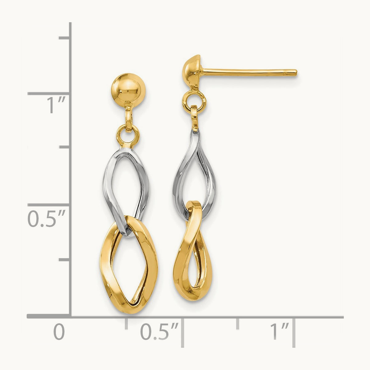 Polished Post Dangle Earrings, 14K Two-tone — Leslie's