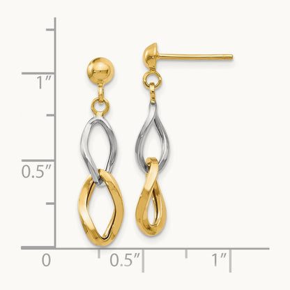 Polished Post Dangle Earrings, 14K Two-tone — Leslie's