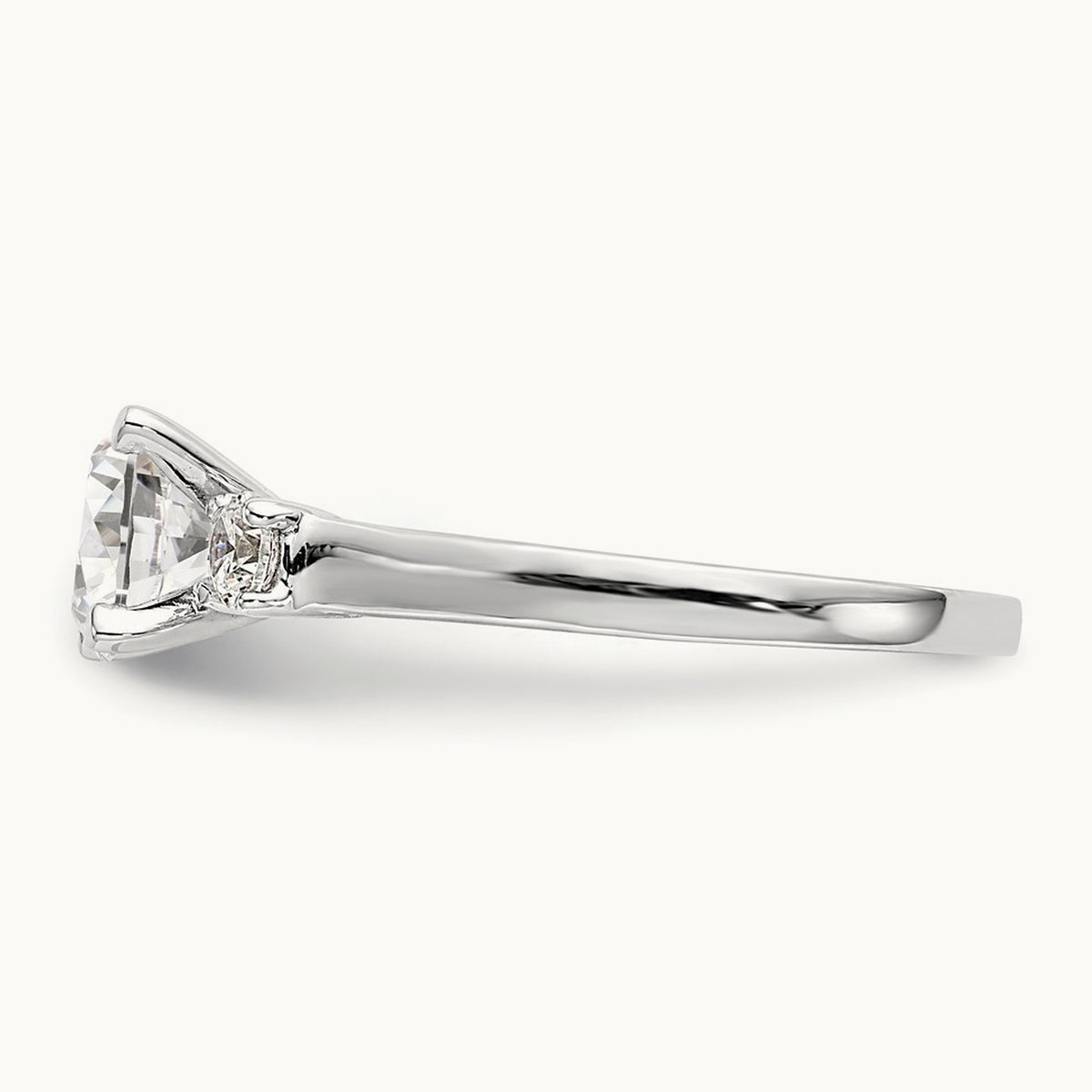 3-Stone Diamond Peg Set Semi-mount Engagement Ring, 14K White Gold