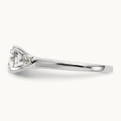 3-Stone Diamond Peg Set Semi-mount Engagement Ring, 14K White Gold