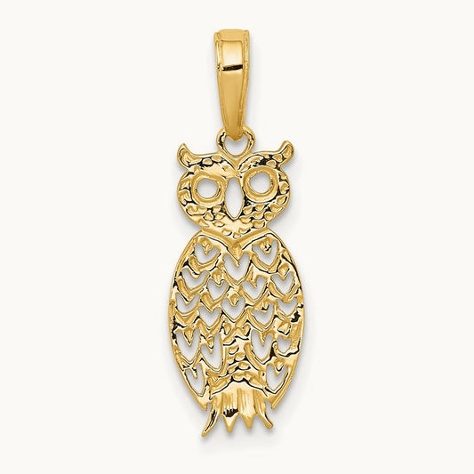 Owl Pendant, 14K