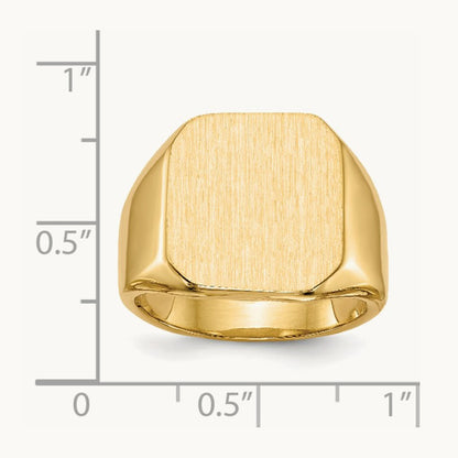 15.0x17. Closed Back Mens Signet Ring, 0mm, 14K