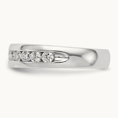 11-Stone Diamond Channel Band, 14K White Gold