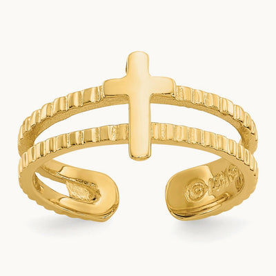 Cross Toe Ring, 14K