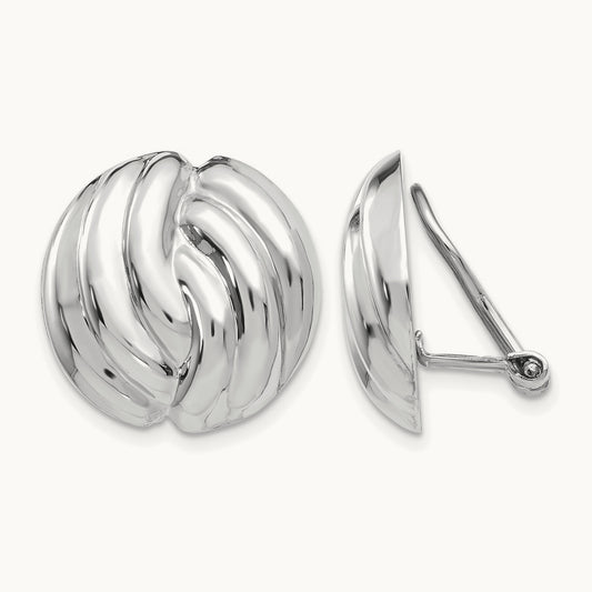 Omega Clip Non-pierced Earrings, 14K White Gold