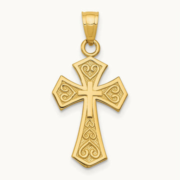 Reversible Passion Cross Pendant, 14K