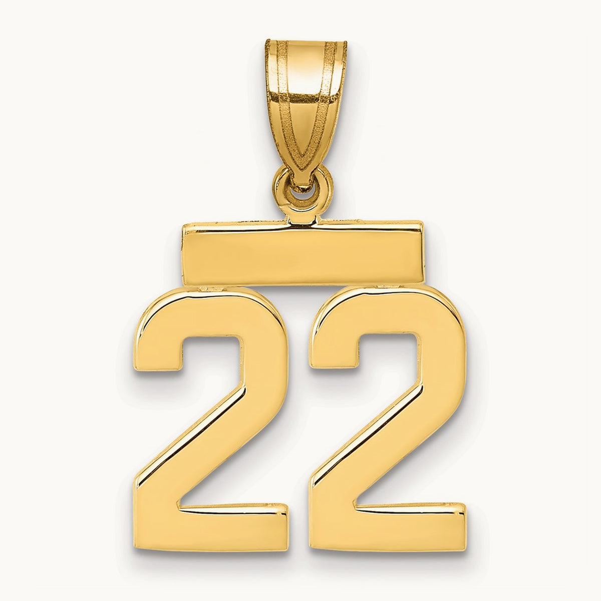 Small Polished Number 22 Charm, 14K