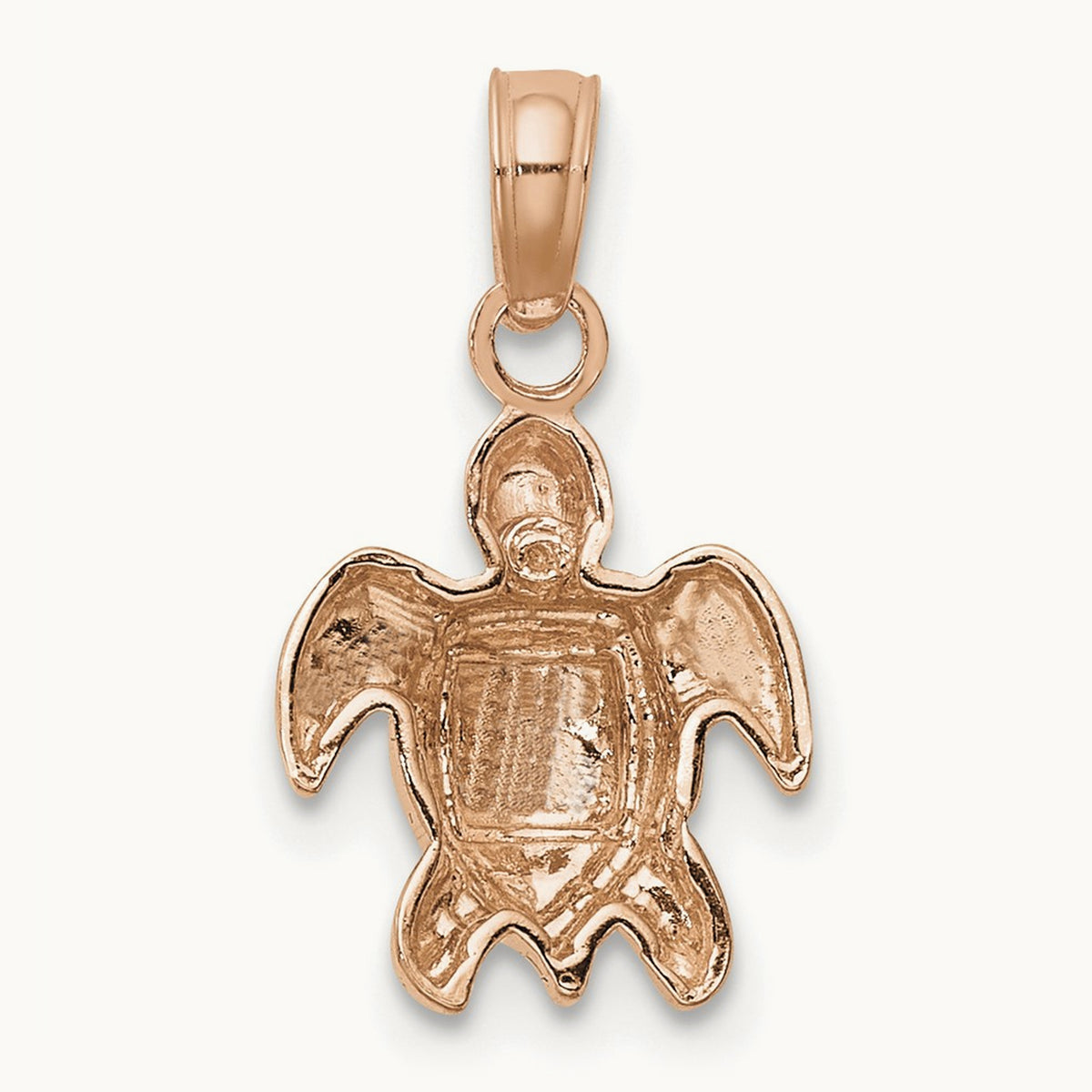 Textured Mini Sea Turtle Charm — 14K Rose Gold