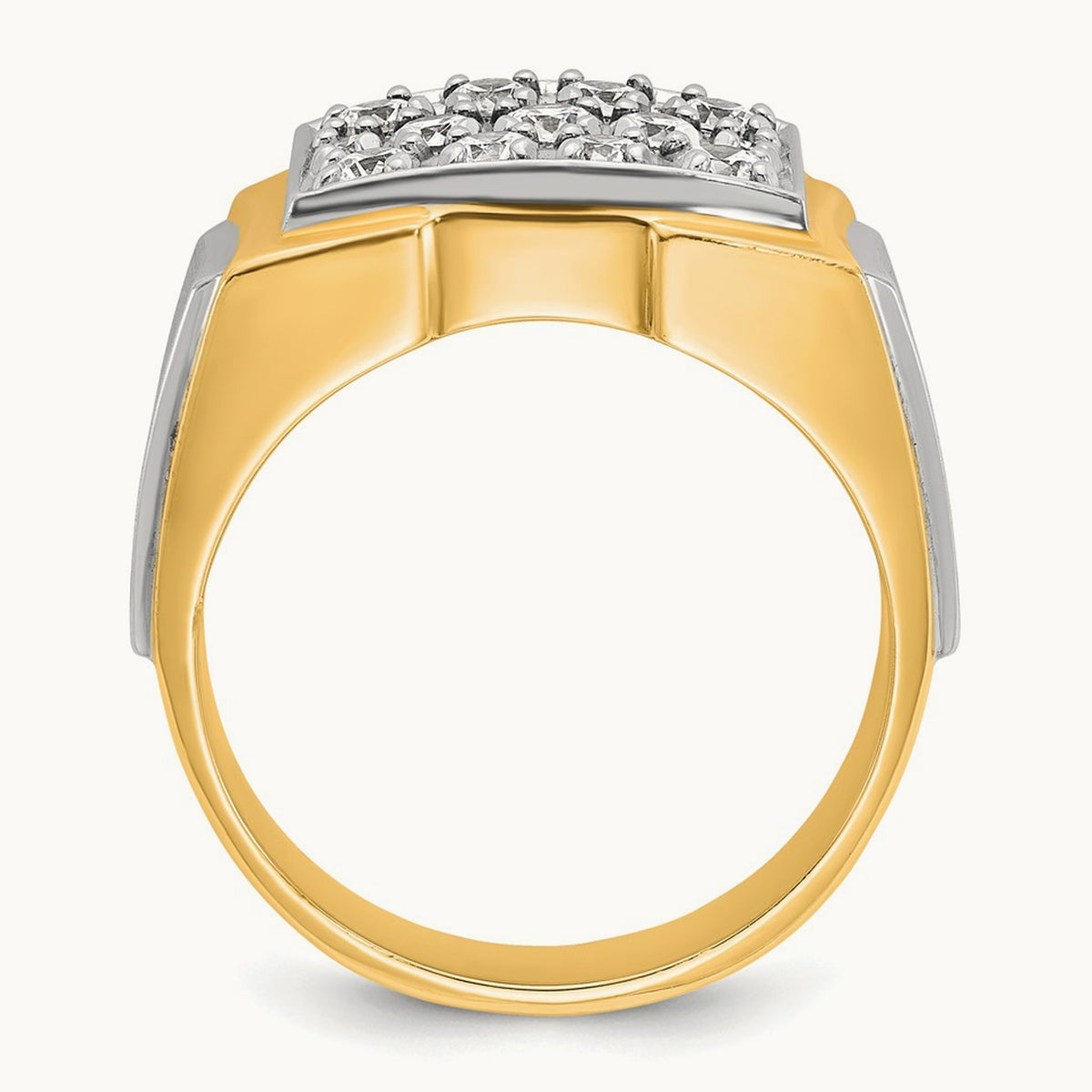 IBGoodman Men's Polished and Satin Diamond Cluster Ring, 14K Two-tone
