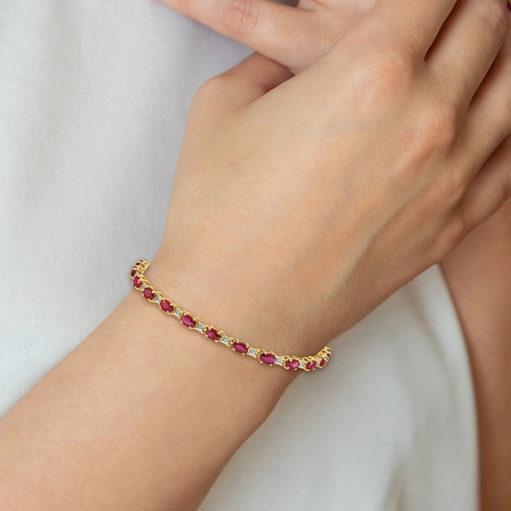 Diamond and Ruby Bracelet — 14K Yellow Gold