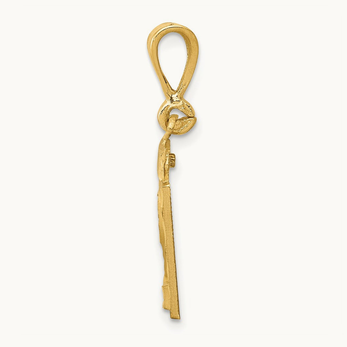 Small Brushed Diamond-cut Number 21 Charm, 14K
