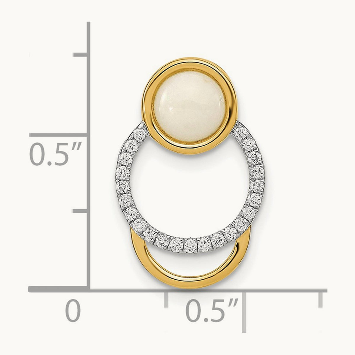 Polished Diamond & Opal Circle Chain Slide, 14K