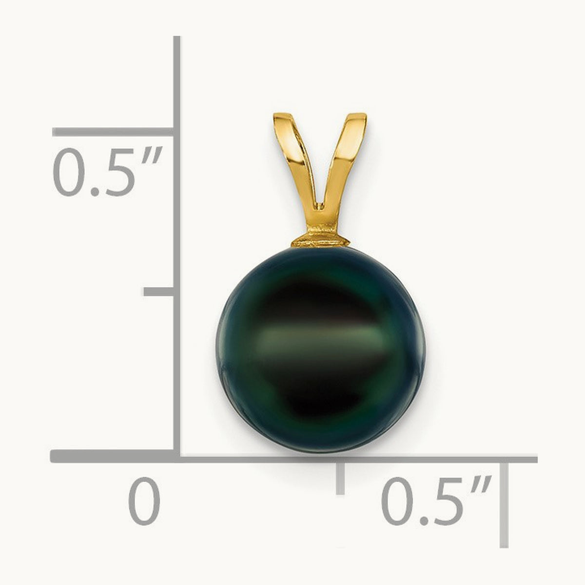 8- Black Saltwater Akoya Cultured Pearl Pendant, 9mm, 14K Gold
