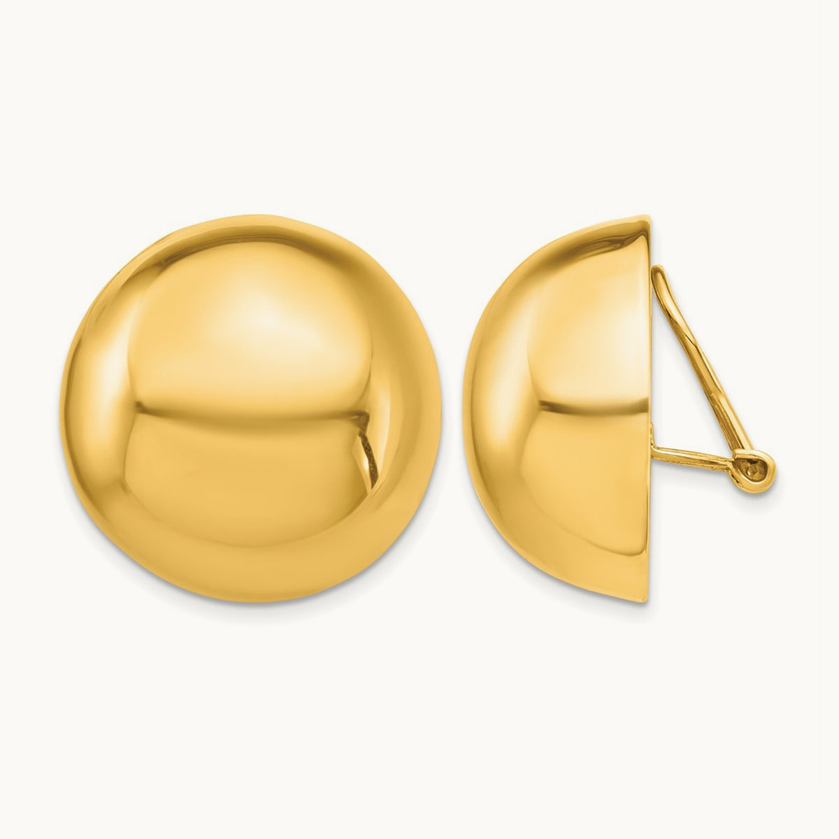 Omega Clip Half Ball Non-pierced Earrings — 24mm
