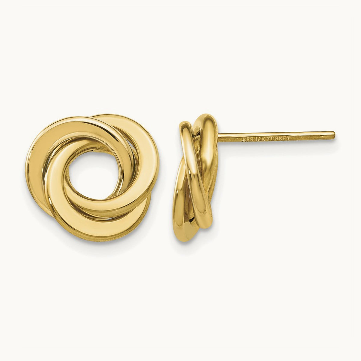 Polished Intertwined Circles Post Earrings — 14K Yellow Gold