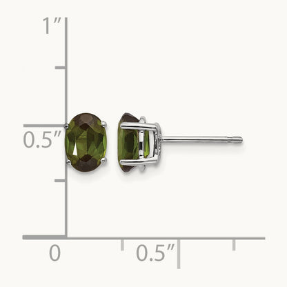 Green Tourmaline Earrings, 14K White Gold