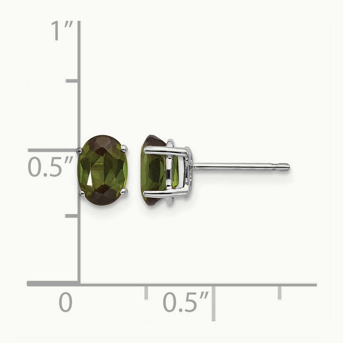Green Tourmaline Earrings, 14K White Gold